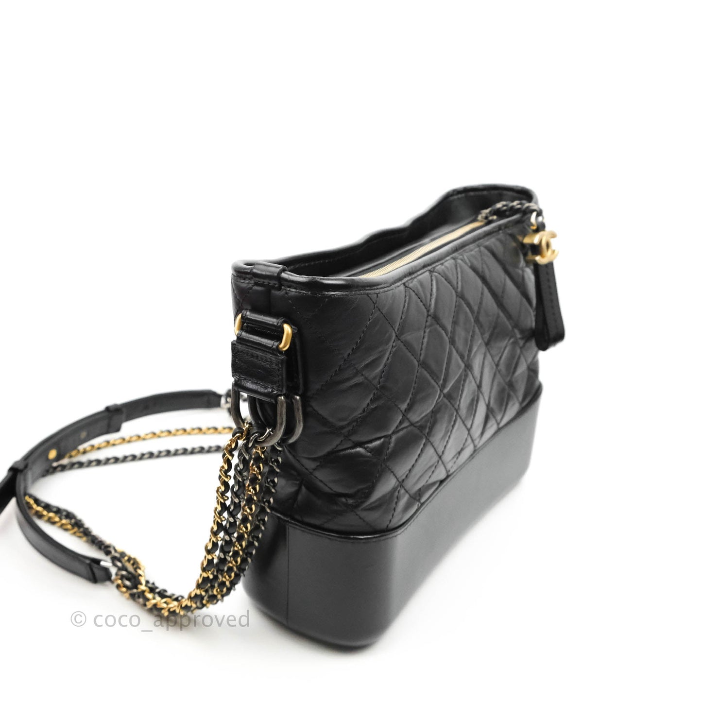 Chanel Quilted Medium Gabrielle Hobo Black Aged Calfskin Mixed Hardware