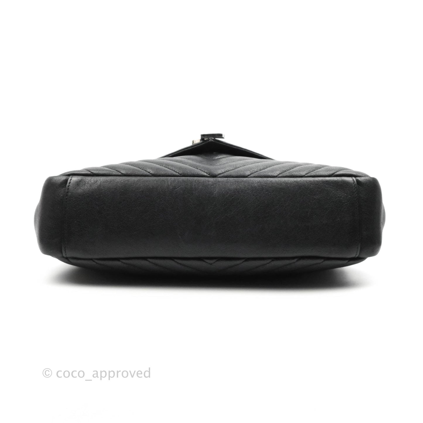 Saint Laurent Chevron Large College Black Chain Bag Ruthenium Hardware