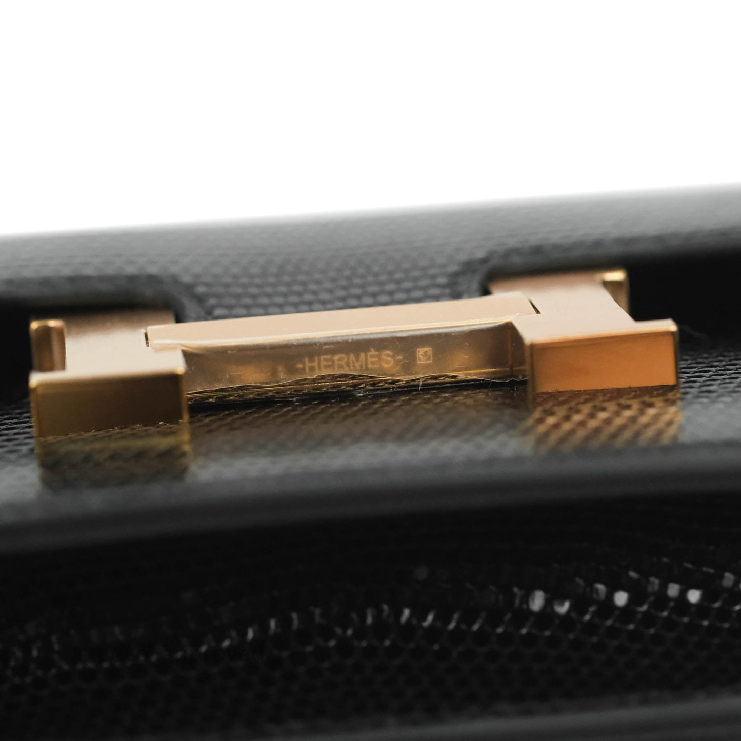 Hermès Constance Slim Wallet Black Lizard Leather Rose Gold Hardware