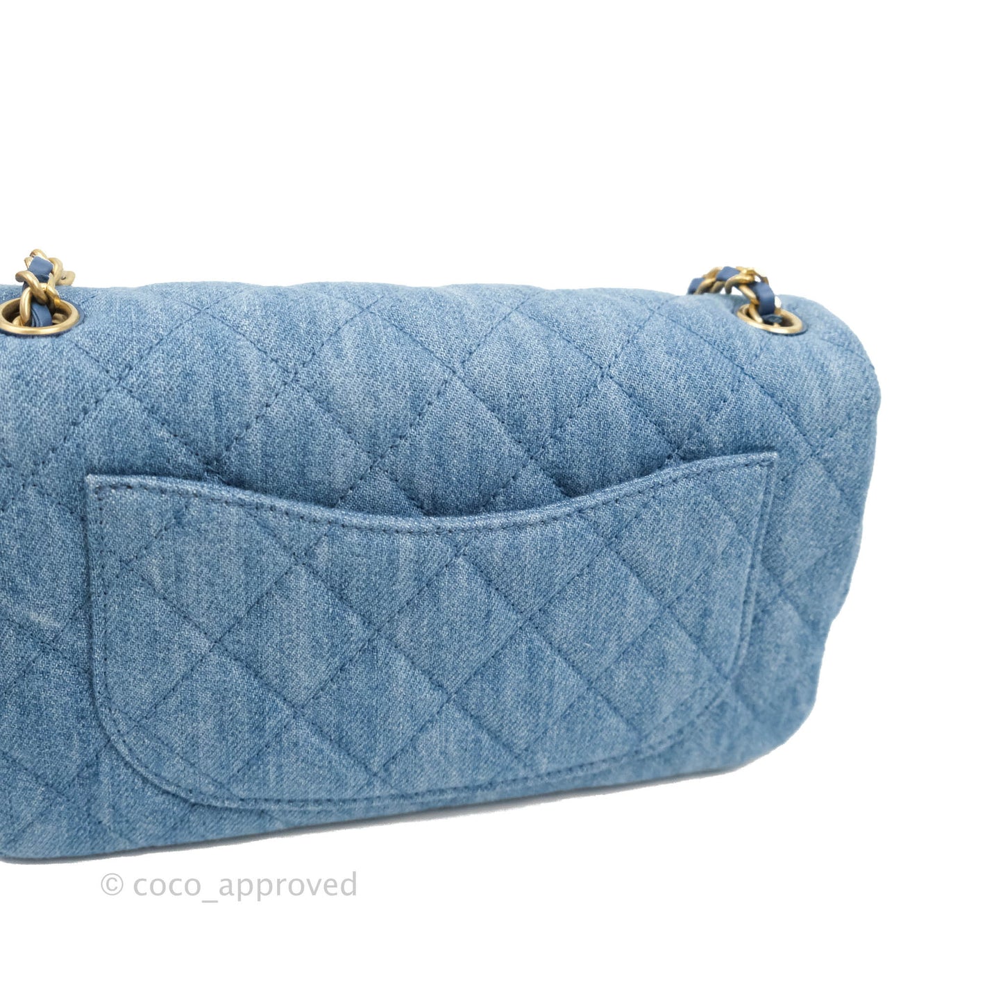 Chanel Mini Rectangular Pearl Crush Quilted Denim Aged Gold Hardware 22C