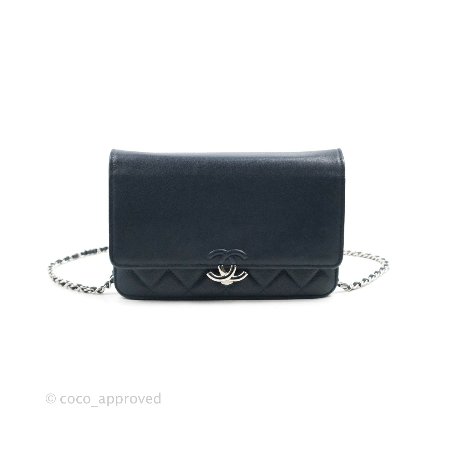 Chanel Urban Companion Wallet on Chain WOC Navy Calfskin Silver Hardware