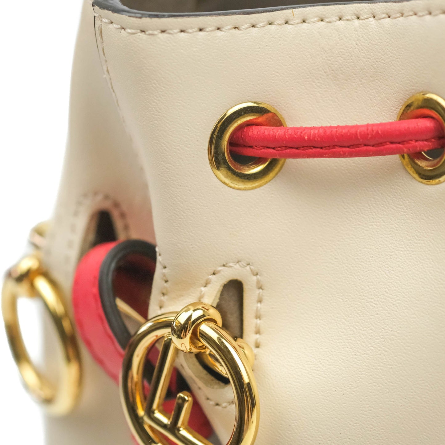 Fendi Calfskin Whipstitch F is Fendi Mini Mon Tresor Bucket Bag Camelia Fiamma
