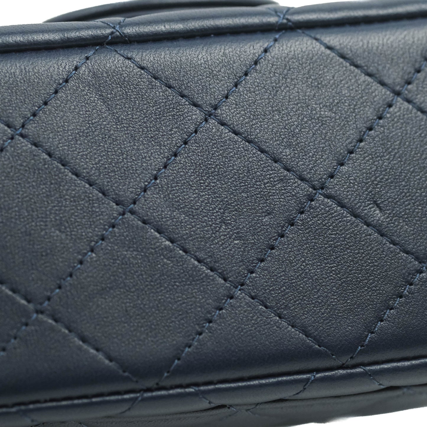 Chanel Top Handle Mini Rectangular Flap Bag Navy Lambskin Gold Hardware