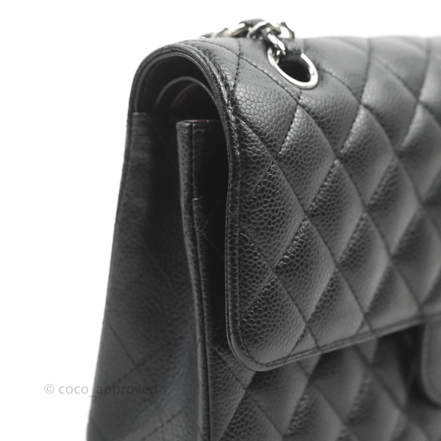Chanel Quilted Classic M/L Medium Flap Black Caviar Silver Hardware