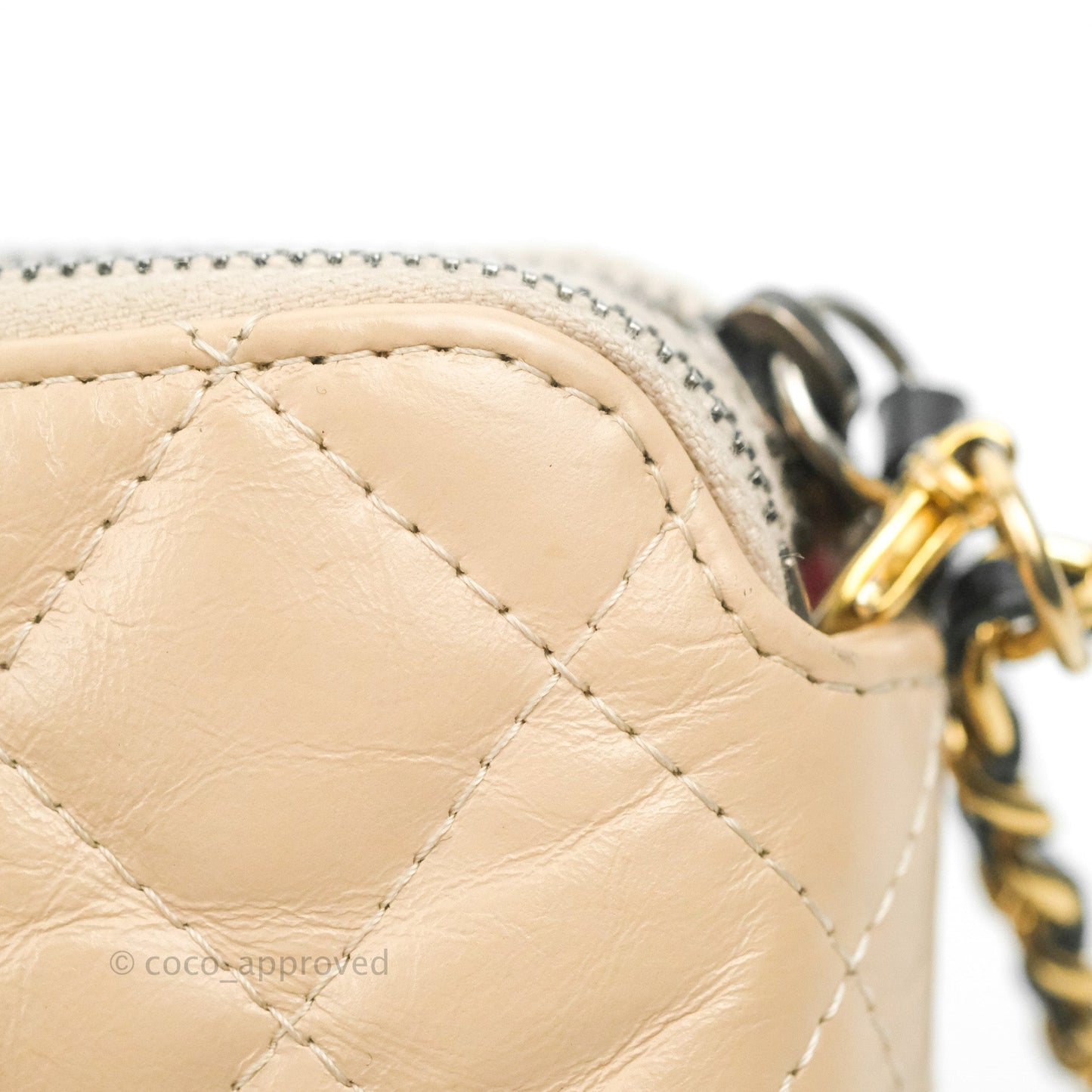 Chanel Gabrielle Clutch With Chain Aged Calfskin Beige/ Black Mixed Hardware
