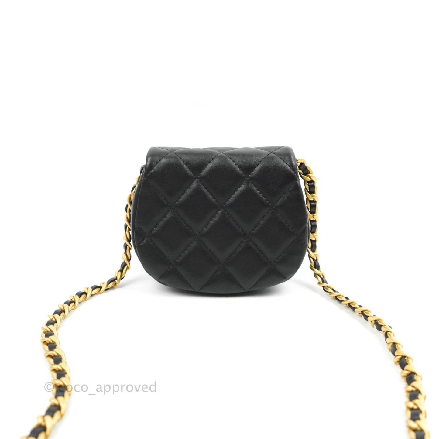 Chanel Mini Clutch with Chain Black Calfskin Aged Gold Hardware