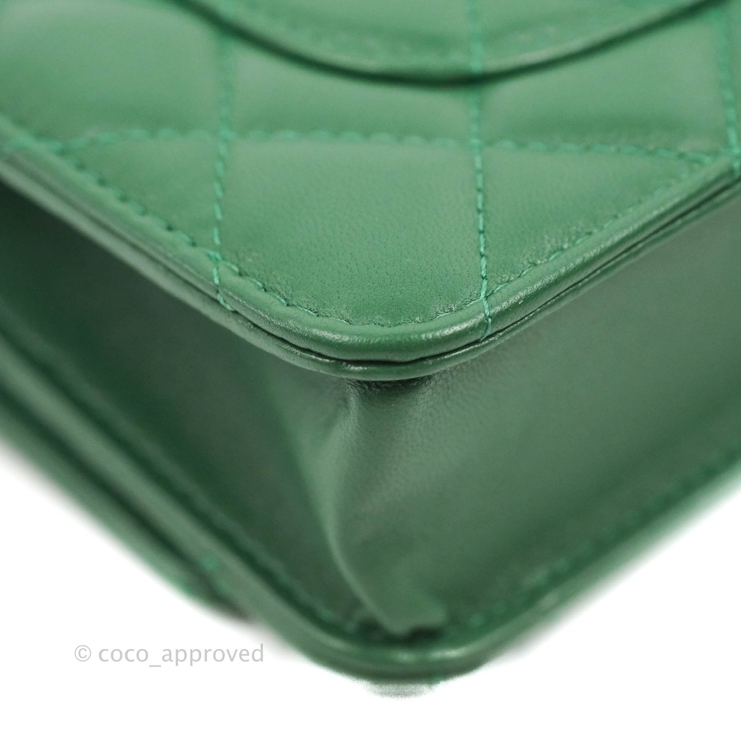 Chanel Quilted Classic Wallet on Chain WOC Green Lambskin Silver Hardware