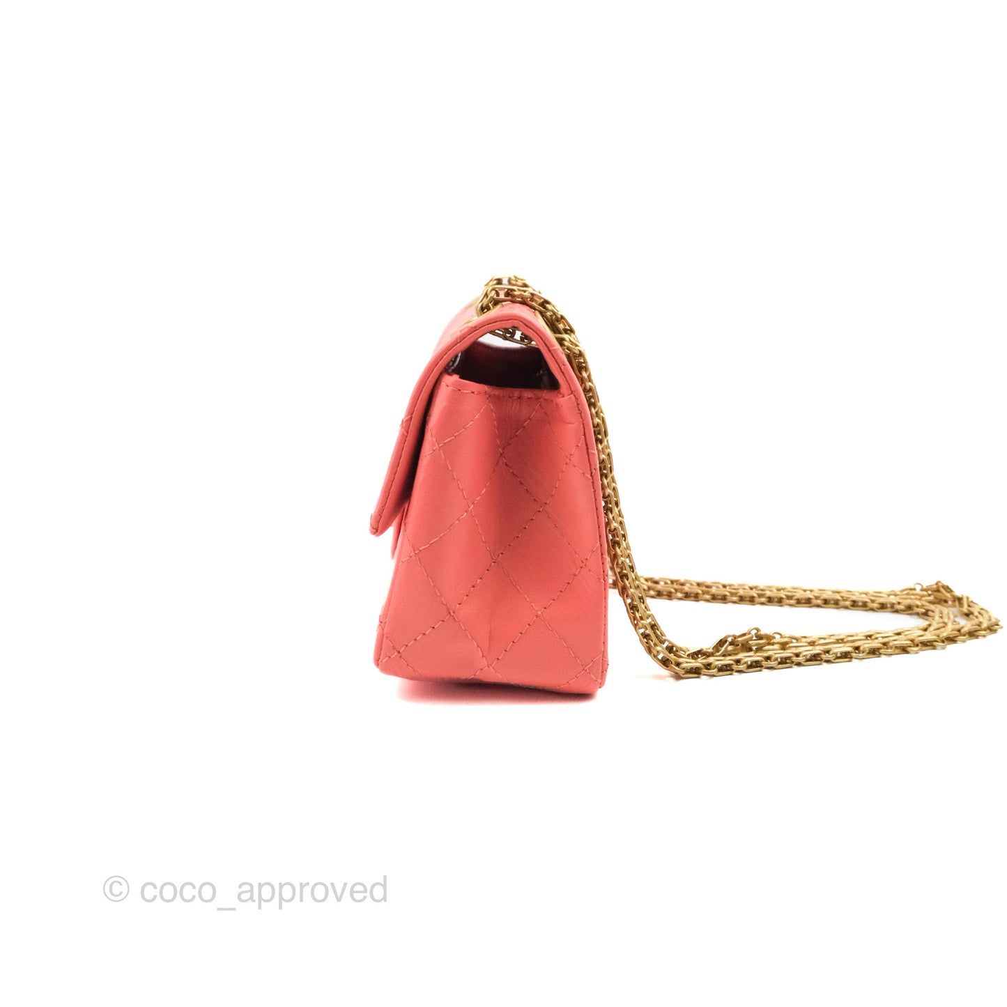 Chanel Mini Reissue 224 Pink Aged Calfskin Aged Gold Hardware
