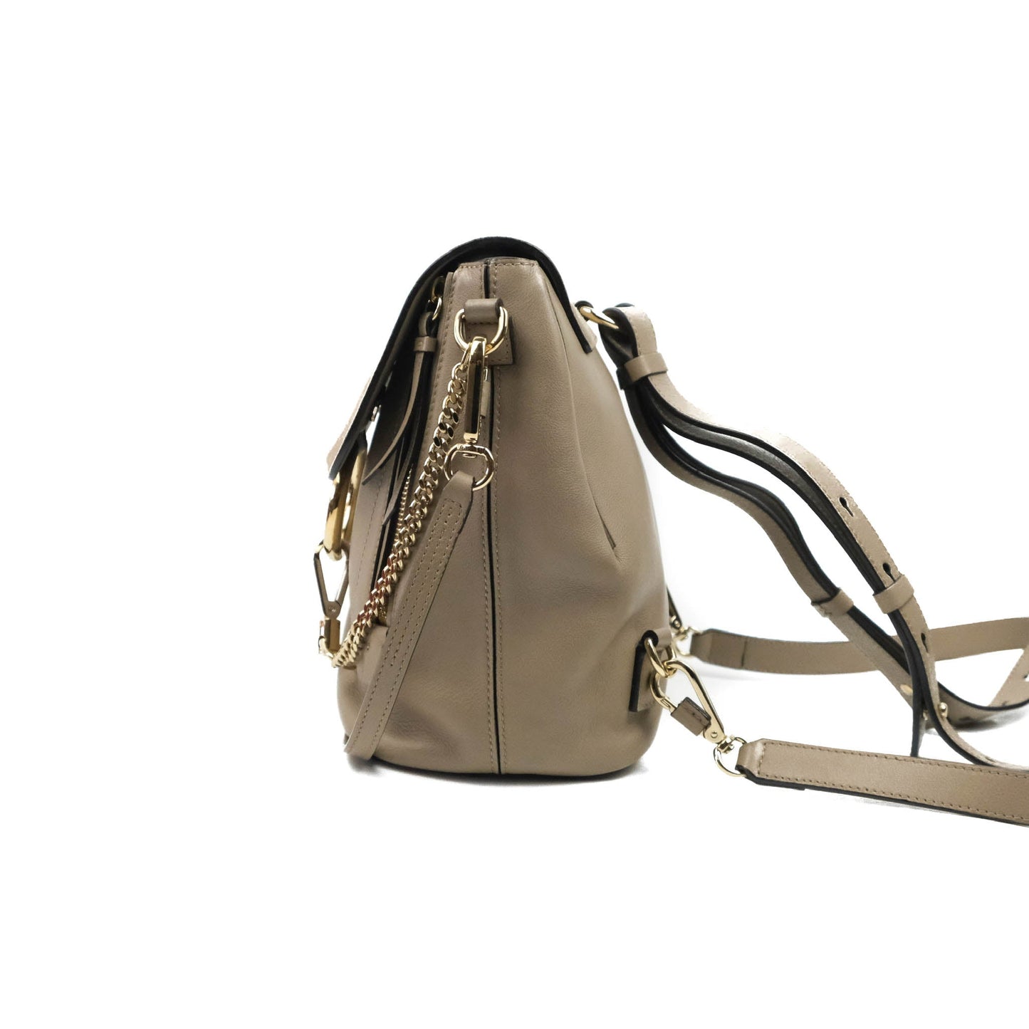 Chloe Small Faye Backpack Suede Calfskin Motty Grey Gold Hardware