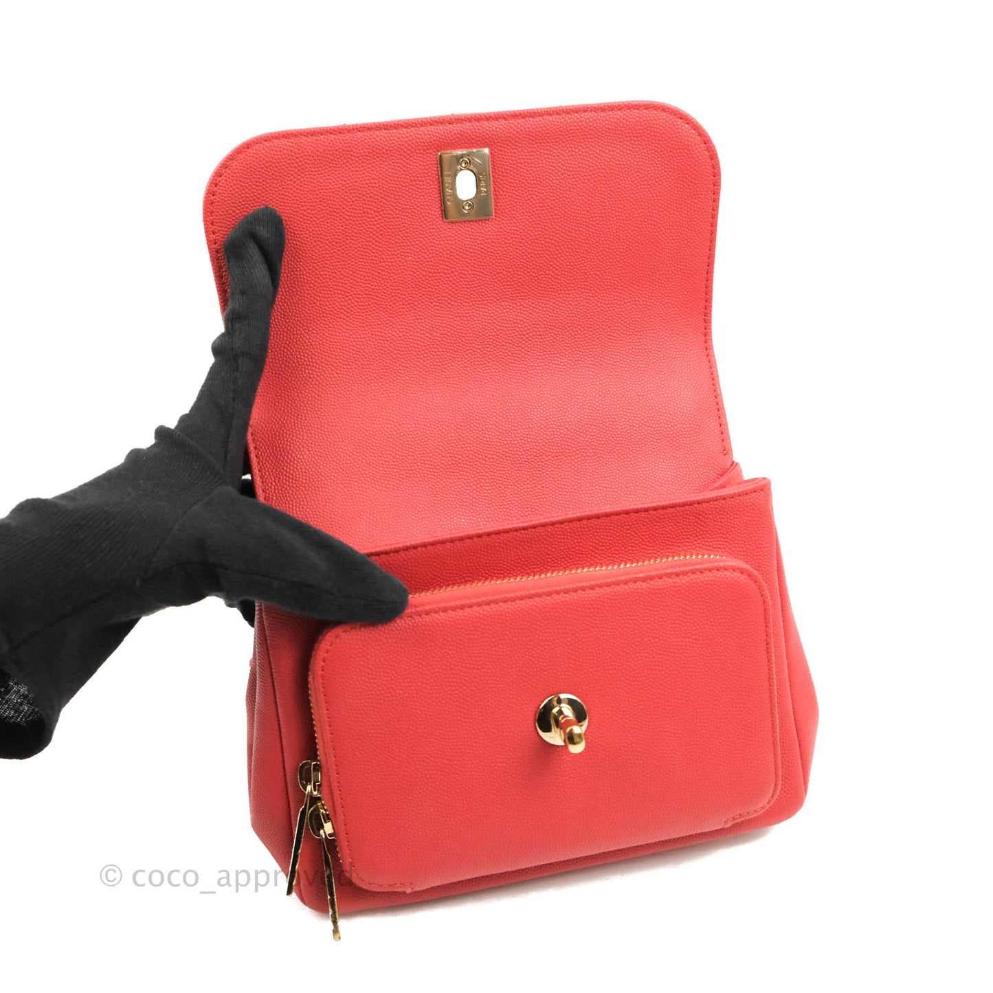Chanel Quilted Small Business Affinity Flap Red Caviar Gold Hardware