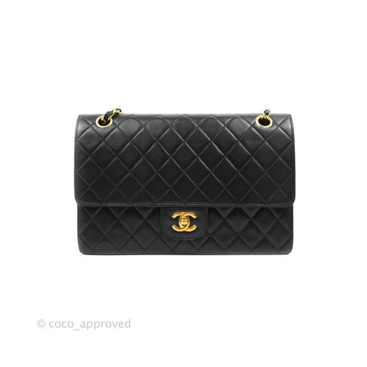 Chanel Classic Double Flap Vintage Black Lambskin 24K Gold Hardware