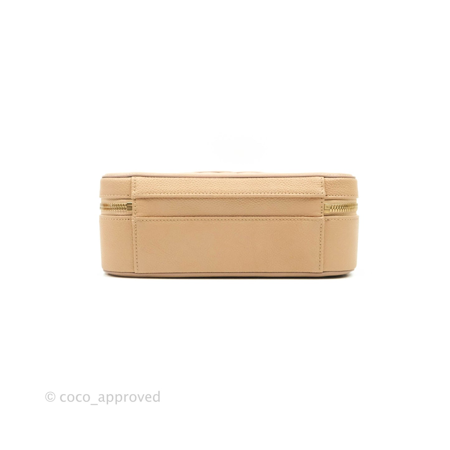 Chanel Quilted Medium CC Filigree Vanity Case Beige Caviar Gold Hardware