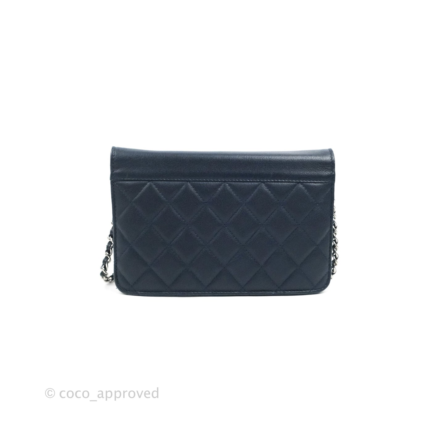 Chanel Urban Companion Wallet on Chain WOC Navy Calfskin Silver Hardware