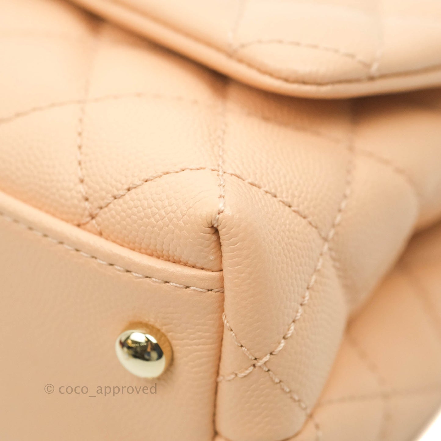 Chanel Mini Coco Handle Quilted Light Beige Pink Caviar Gold Hardware