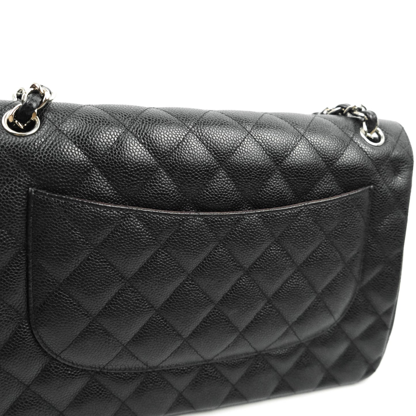 Chanel Jumbo Double Flap Black Caviar Silver Hardware⁣⁣