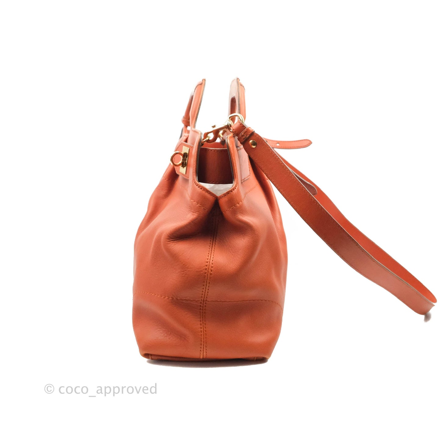 Salvatore Ferragamo Orange Top Handle Bag With Strap