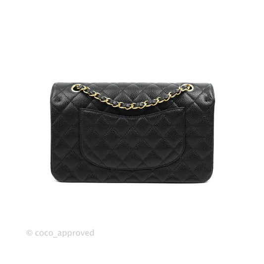 Chanel Classic M/L Medium Double Flap Black Caviar Gold Hardware