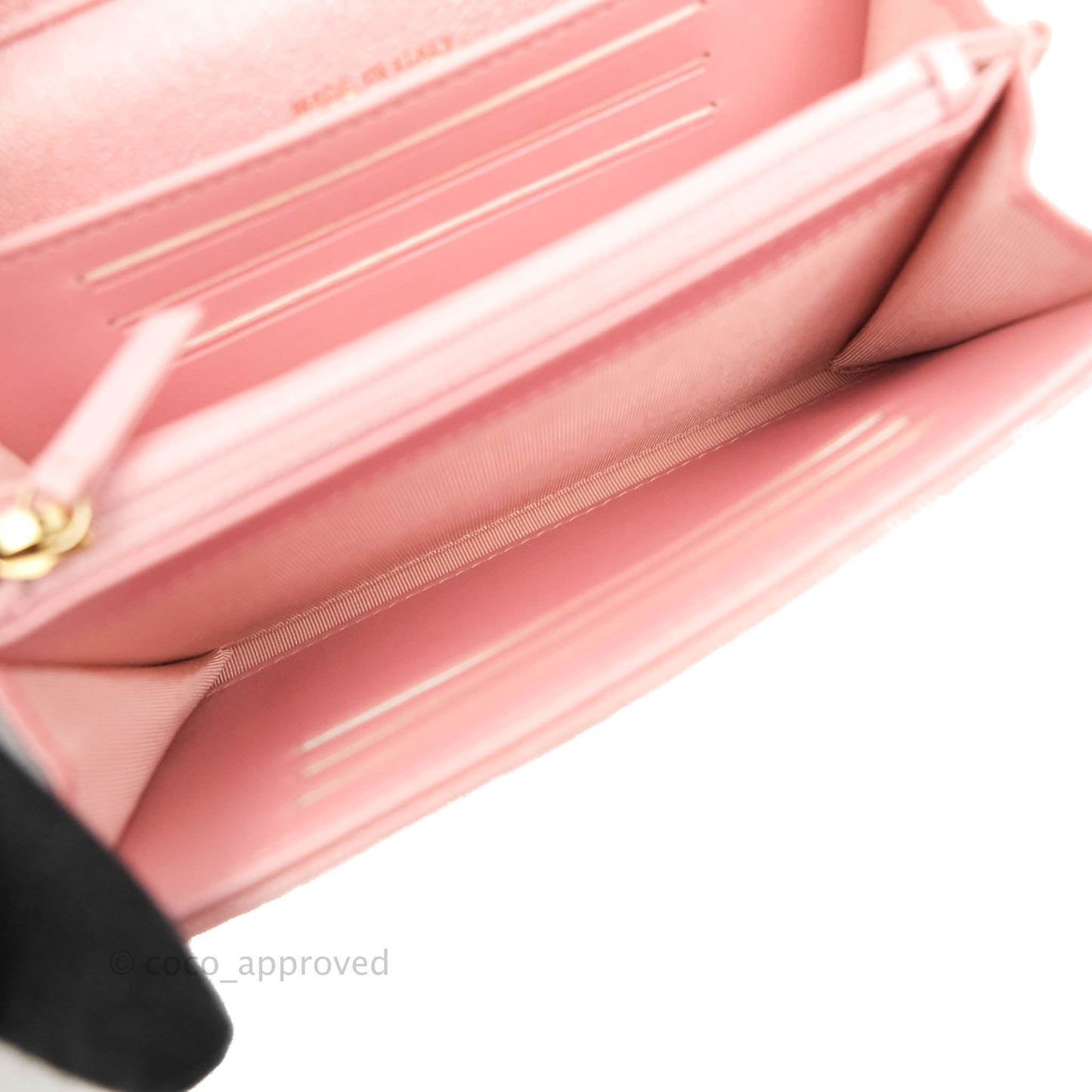 Chanel Mini Quilted Wallet On Chain WOC Caviar Iridescent Pink Gold Hardware 19S