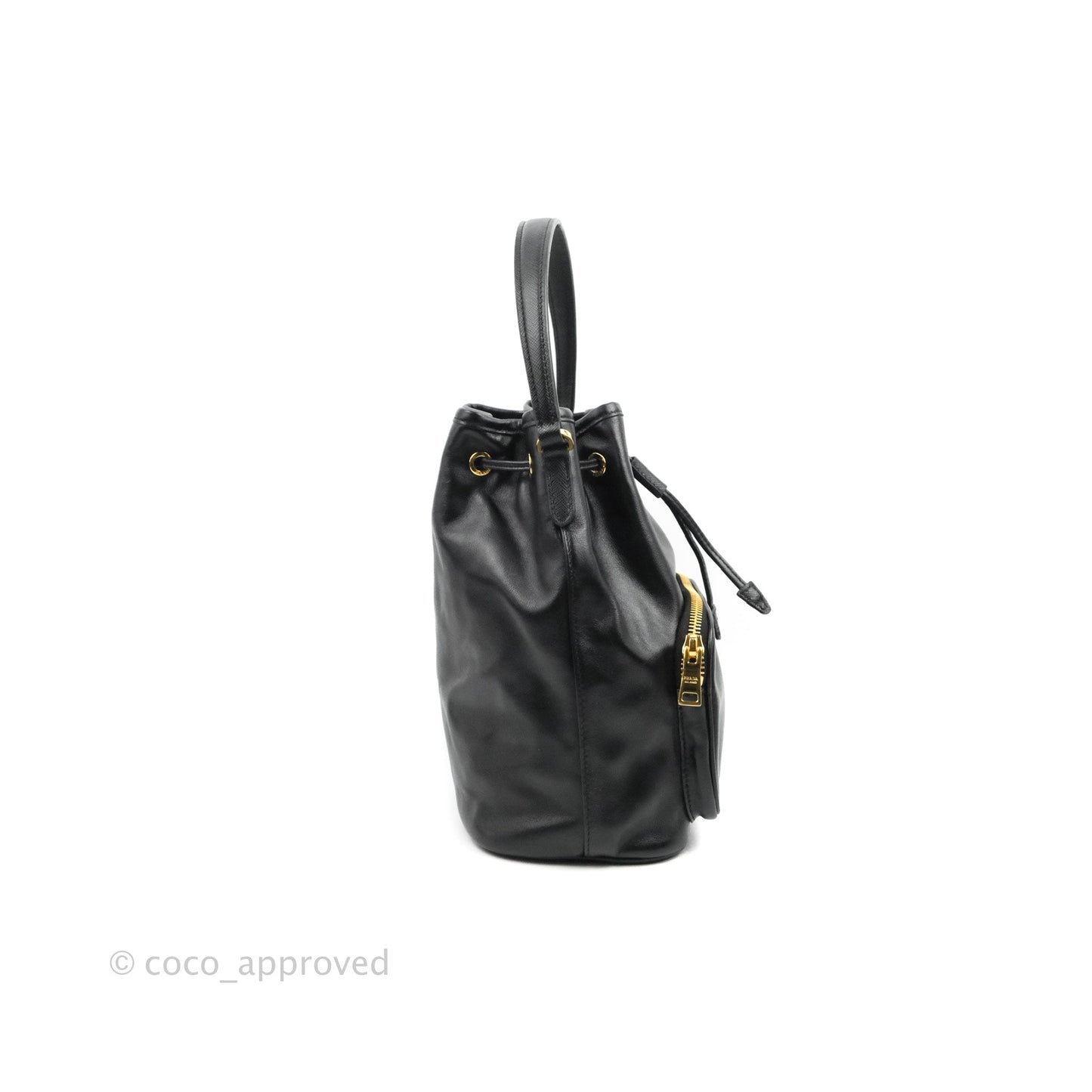 Prada Duet Bucket Bag Black Leather