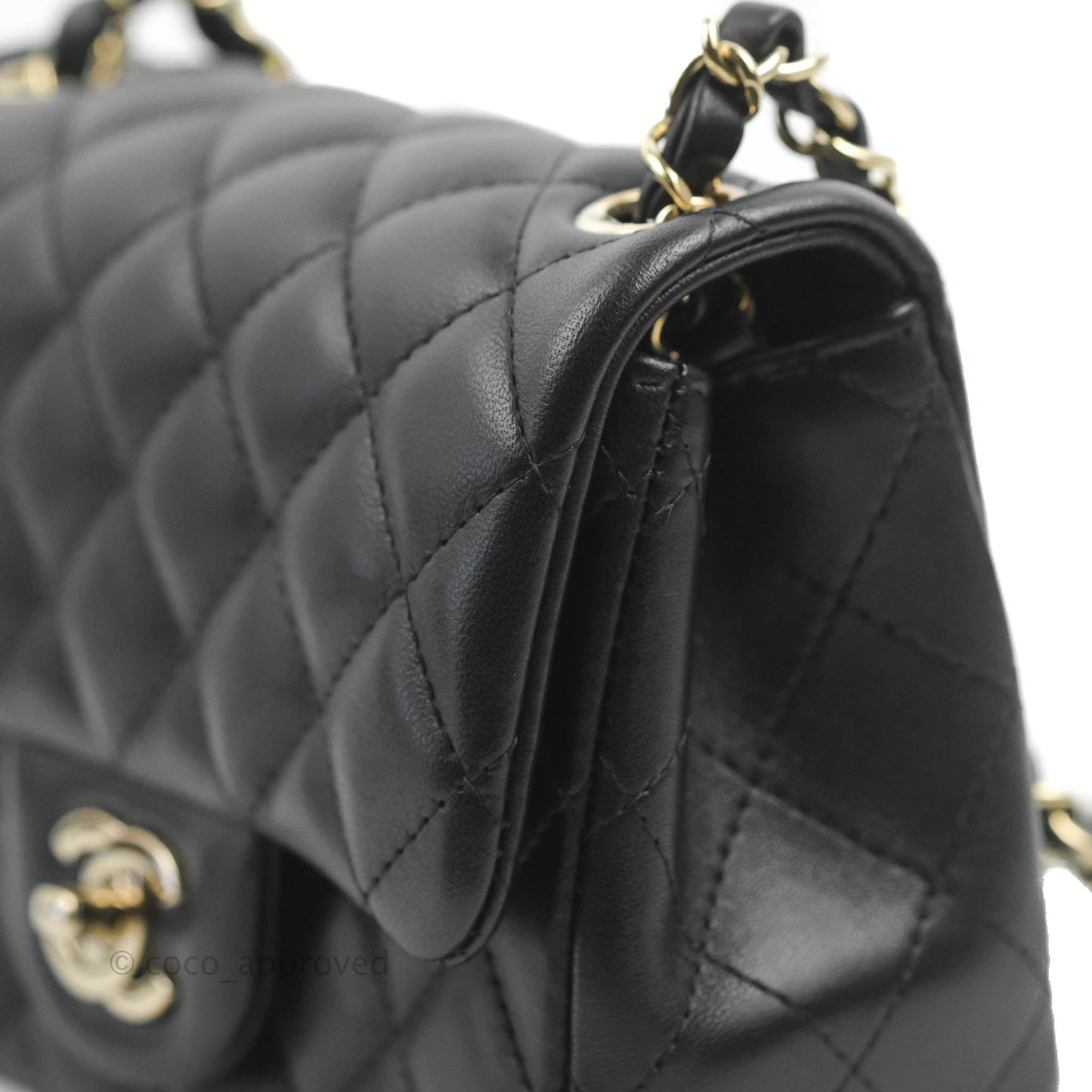 Chanel Mini Square Black Lambskin Gold Hardware