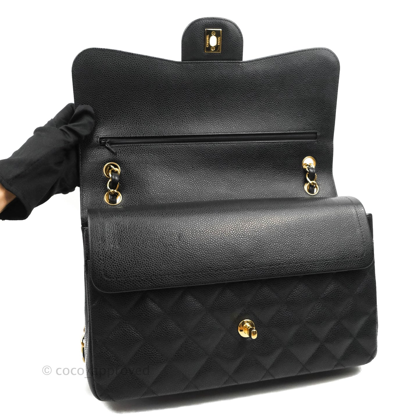 Chanel Jumbo Double Flap Black Caviar Gold Hardware⁣⁣