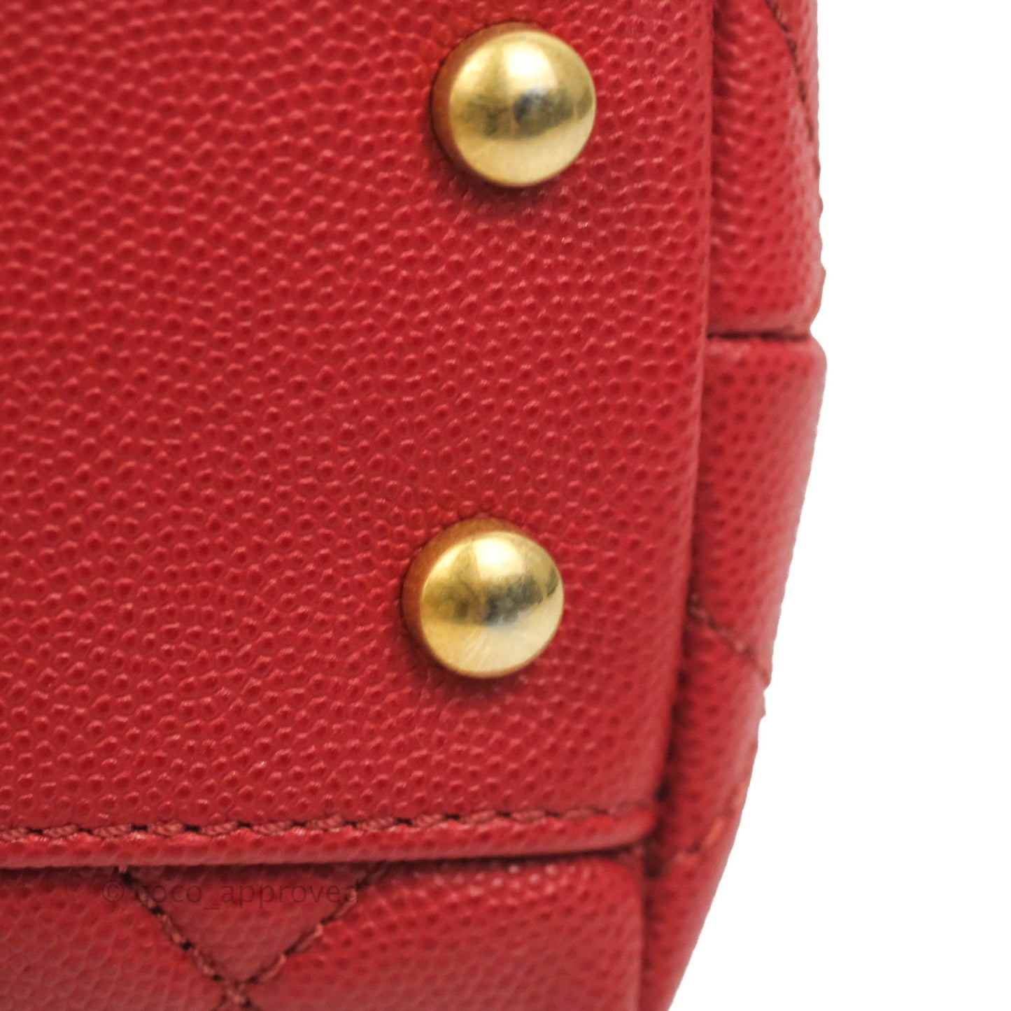 Chanel Small Quilted Coco Handle Red Caviar Gold Hardware