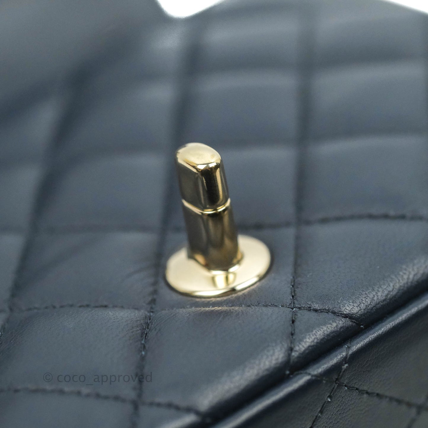 Chanel Quilted Mini Square Navy Lambskin Gold Hardware