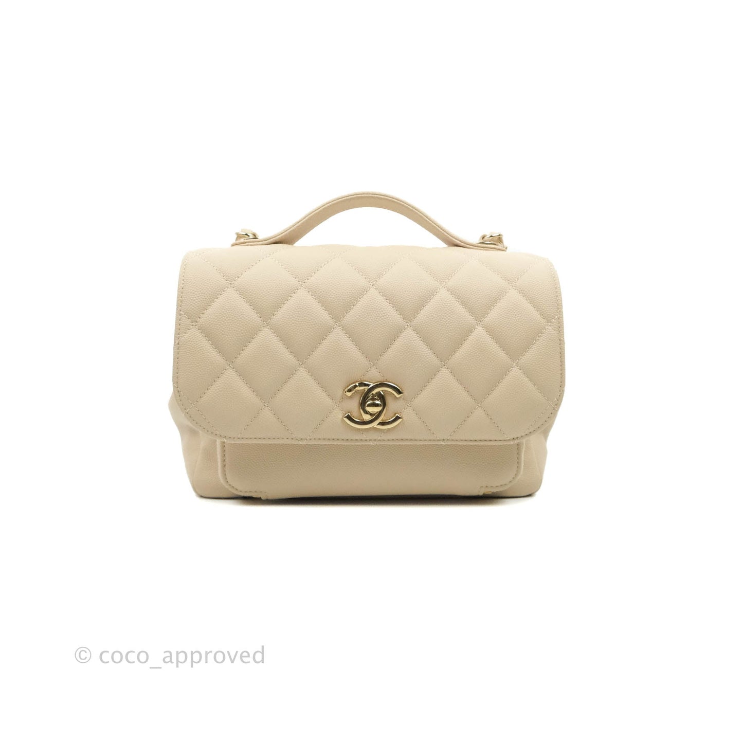 Chanel Quilted Medium Business Affinity Flap Light Beige Caviar Gold Hardware 20B