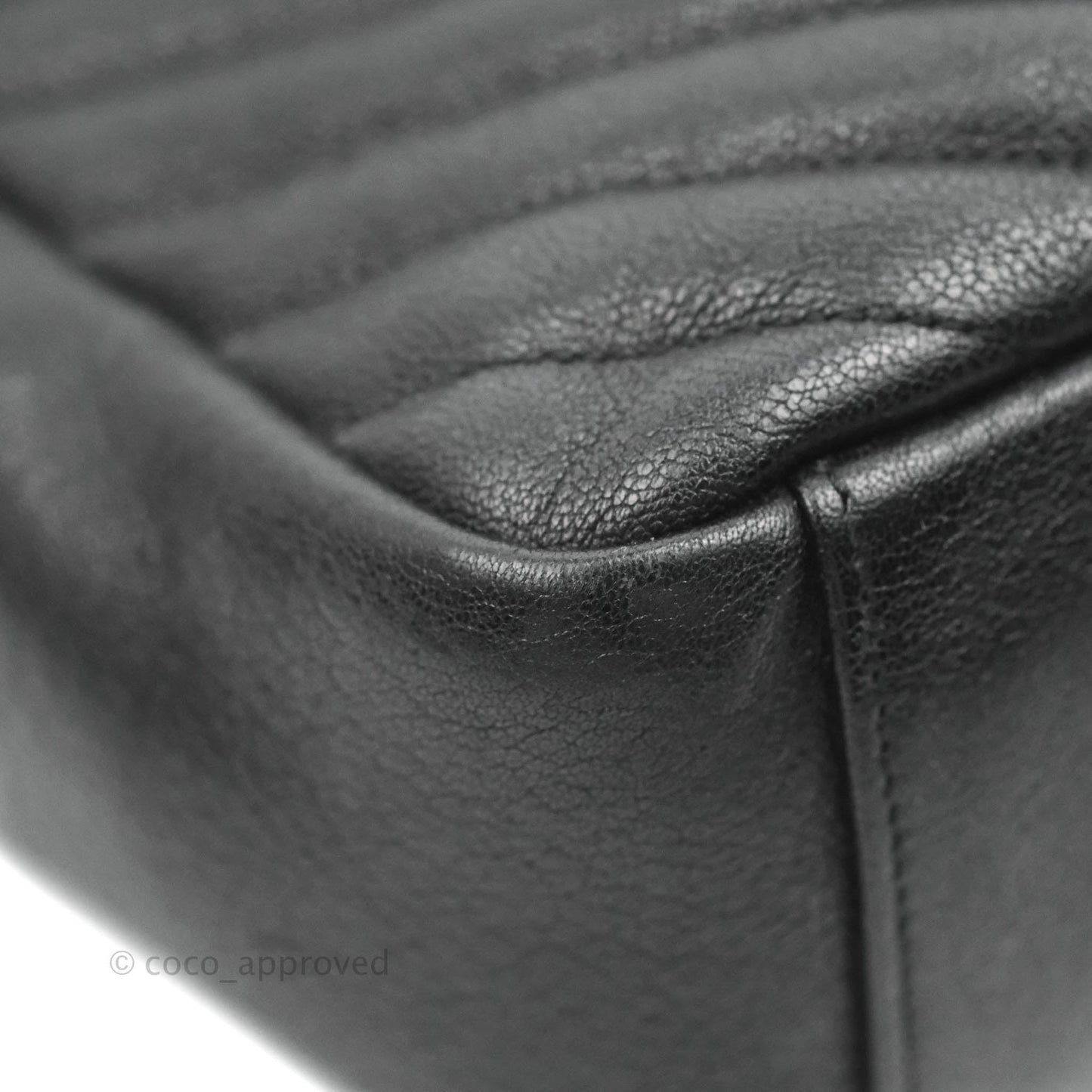 Saint Laurent Chevron Large College Black Chain Bag Ruthenium Hardware