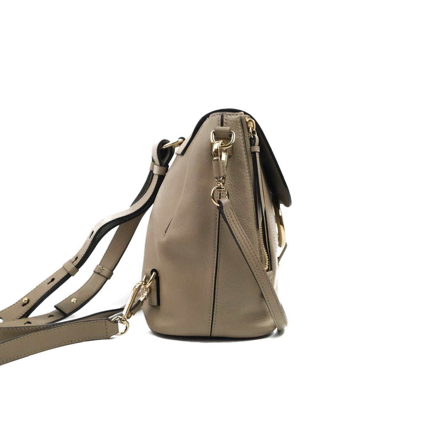 Chloe Small Faye Backpack Suede Calfskin Motty Grey Gold Hardware