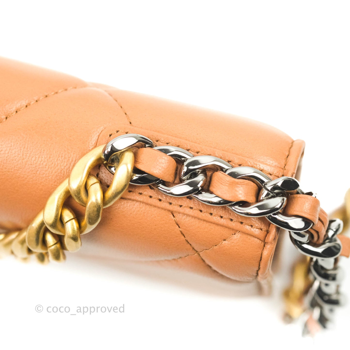 Chanel 19 Wallet on Chain WOC Dark Beige Caramel Lambskin Mixed Hardware