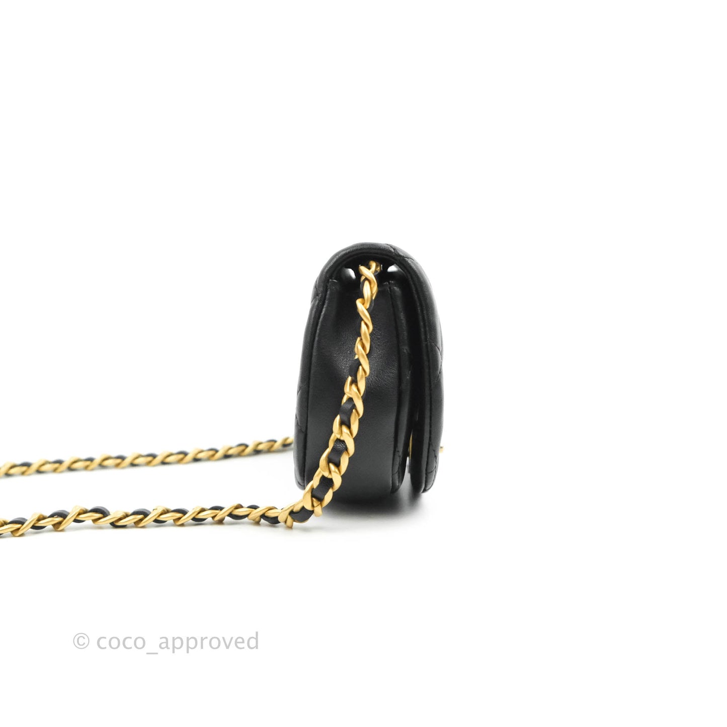 Chanel Mini Clutch with Chain Black Calfskin Aged Gold Hardware