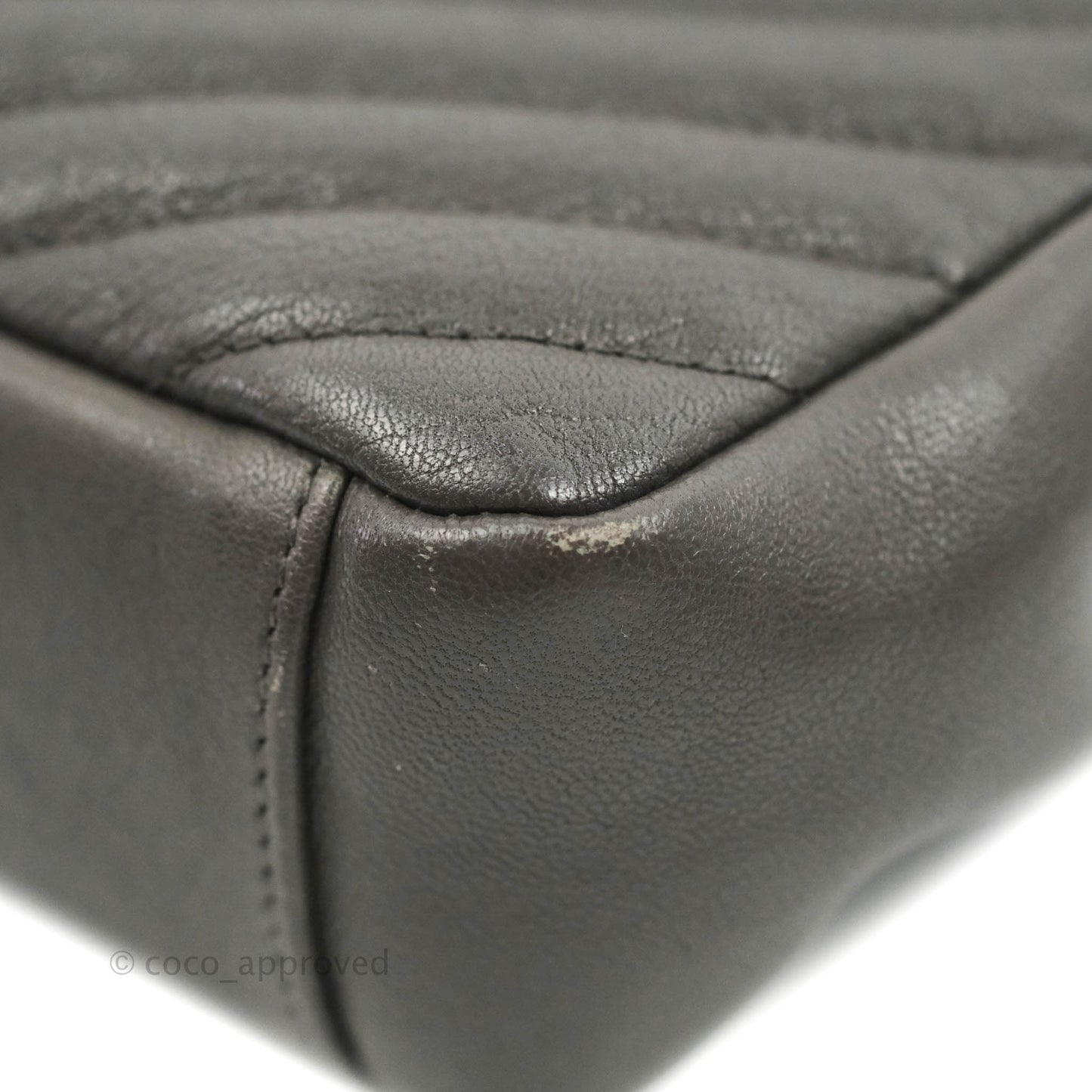 Saint Laurent Chevron Medium College Grey Chain Bag Ruthenium Hardware