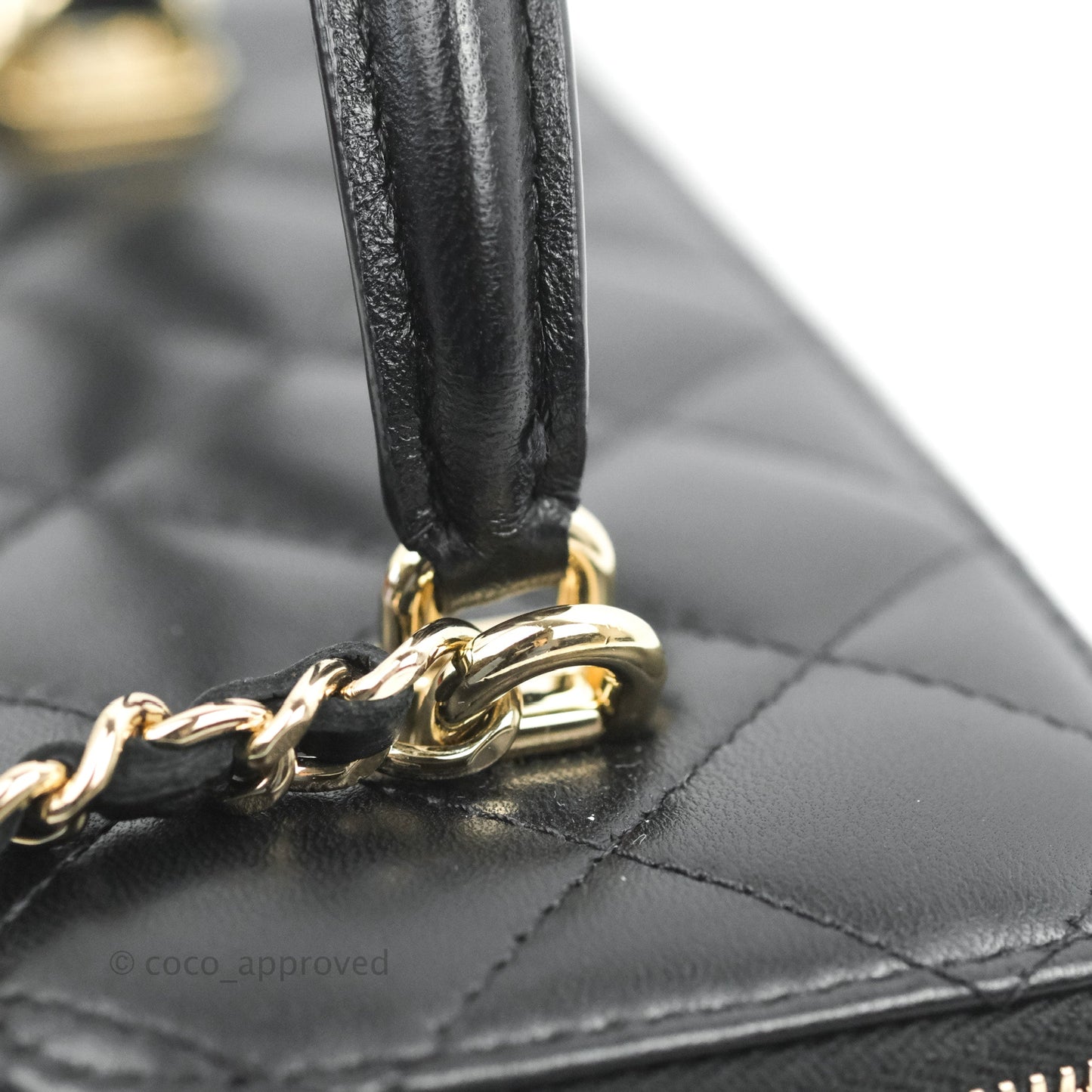 Chanel Vanity Rectangular Top Handle Black Lambskin Gold Hardware