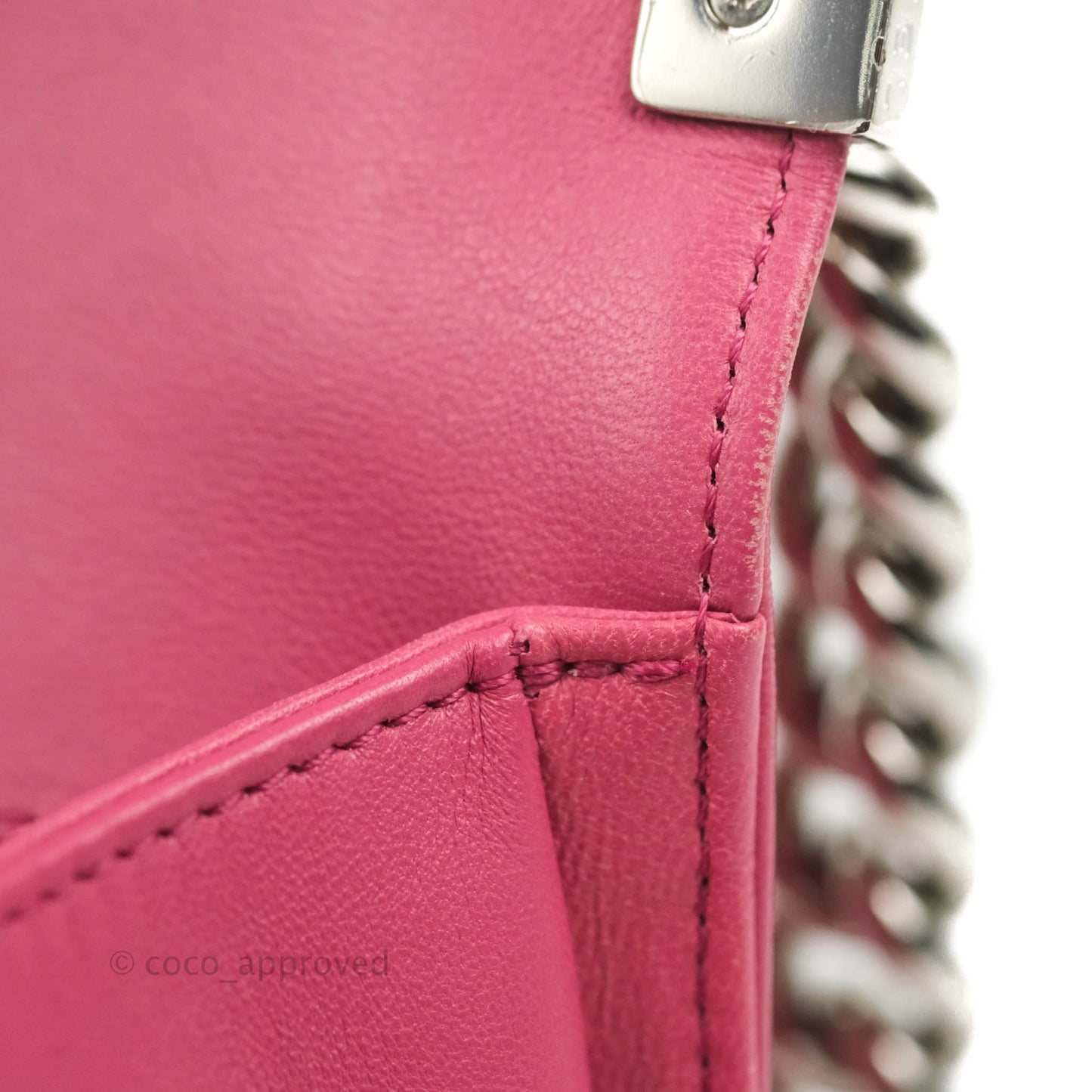Chanel Quilted Medium Boy Dark Pink Calfskin Silver Hardware