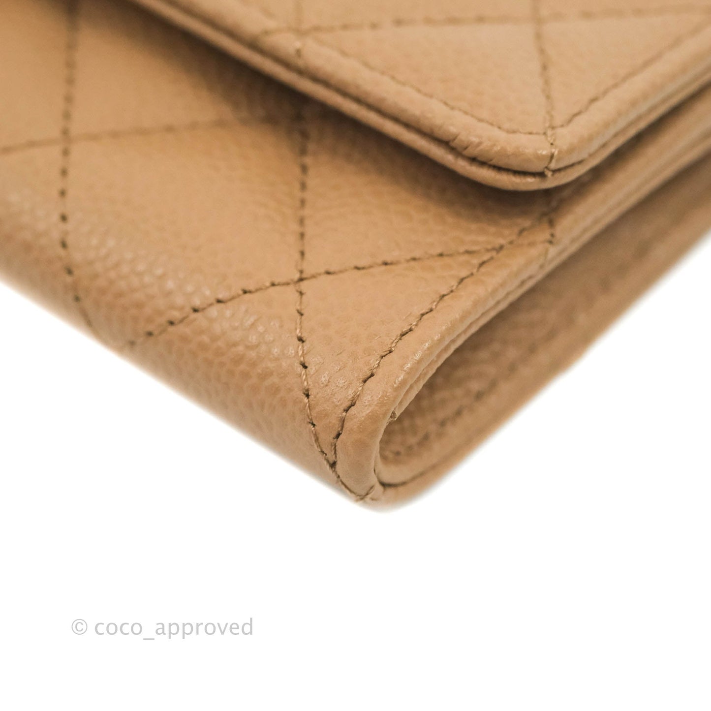 Chanel Quilted Flap Card Holder Dark Beige Caviar Gold Hardware