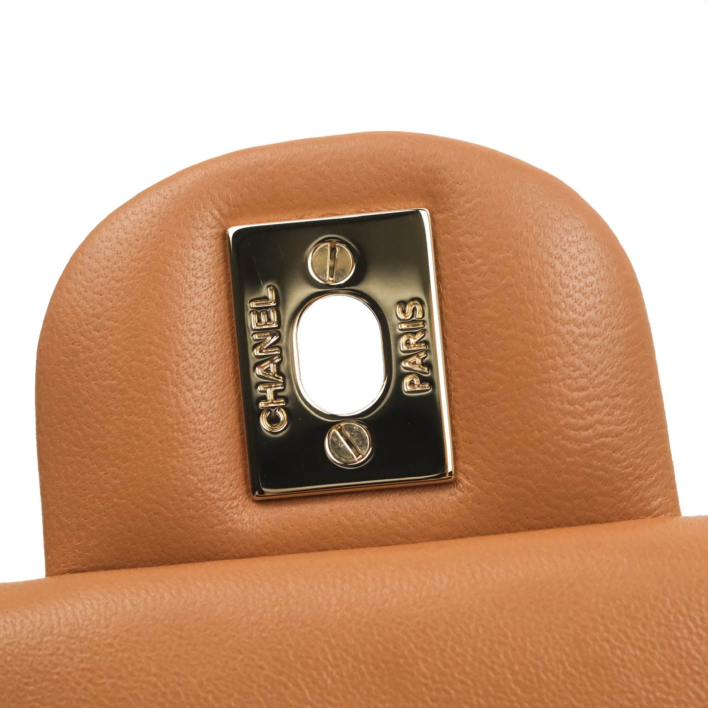 Chanel Quilted Mini Rectangular Flap Caramel Lambskin Gold Hardware 22S