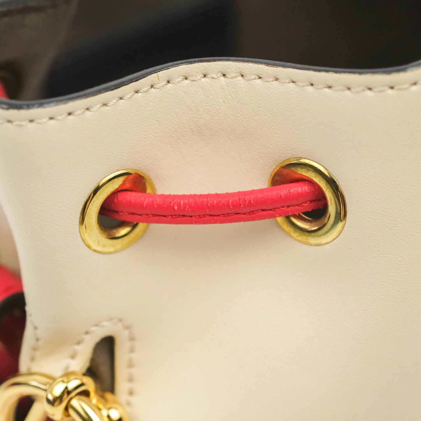 Fendi Calfskin Whipstitch F is Fendi Mini Mon Tresor Bucket Bag Camelia Fiamma