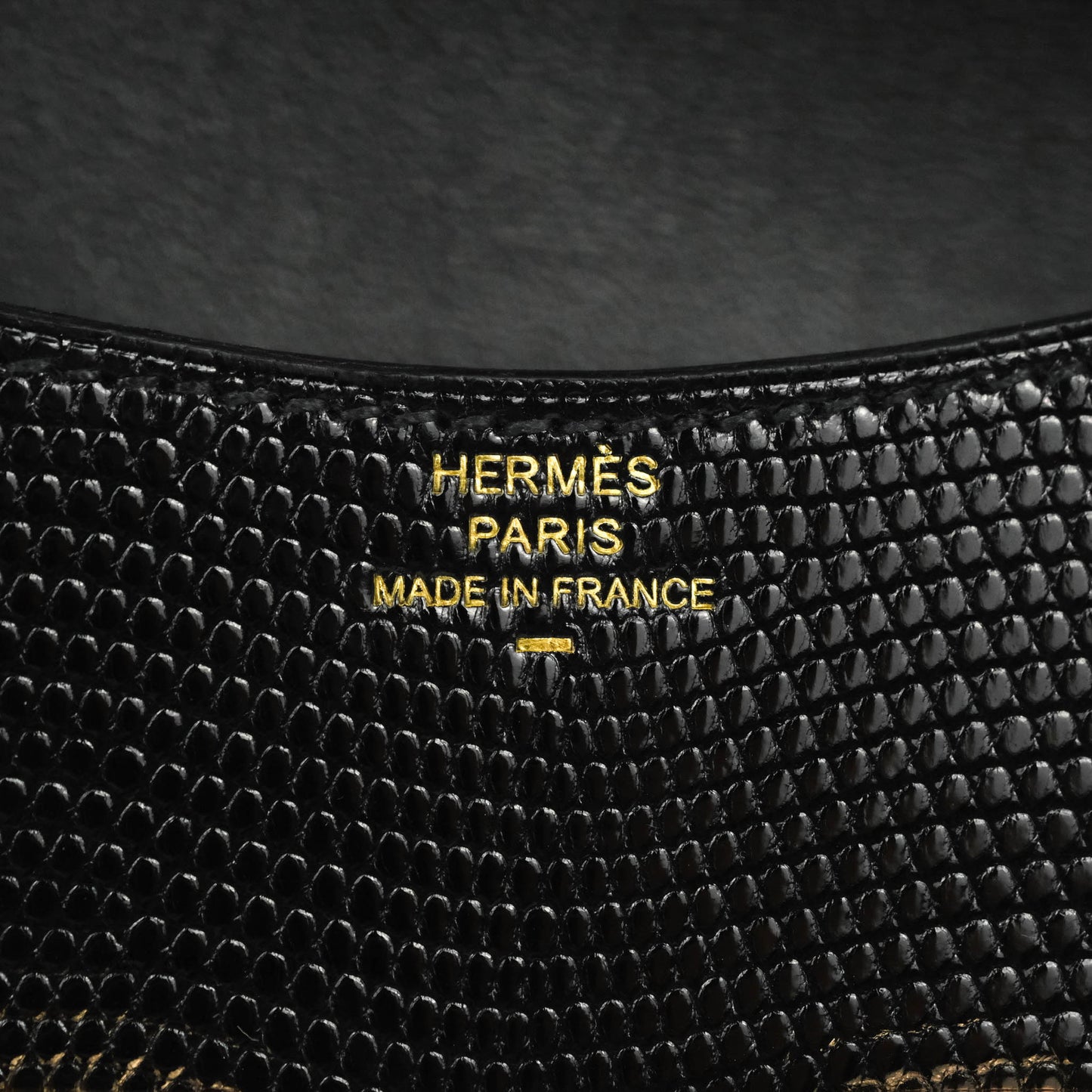 Hermès Constance Slim Wallet Black Lizard Leather Rose Gold Hardware