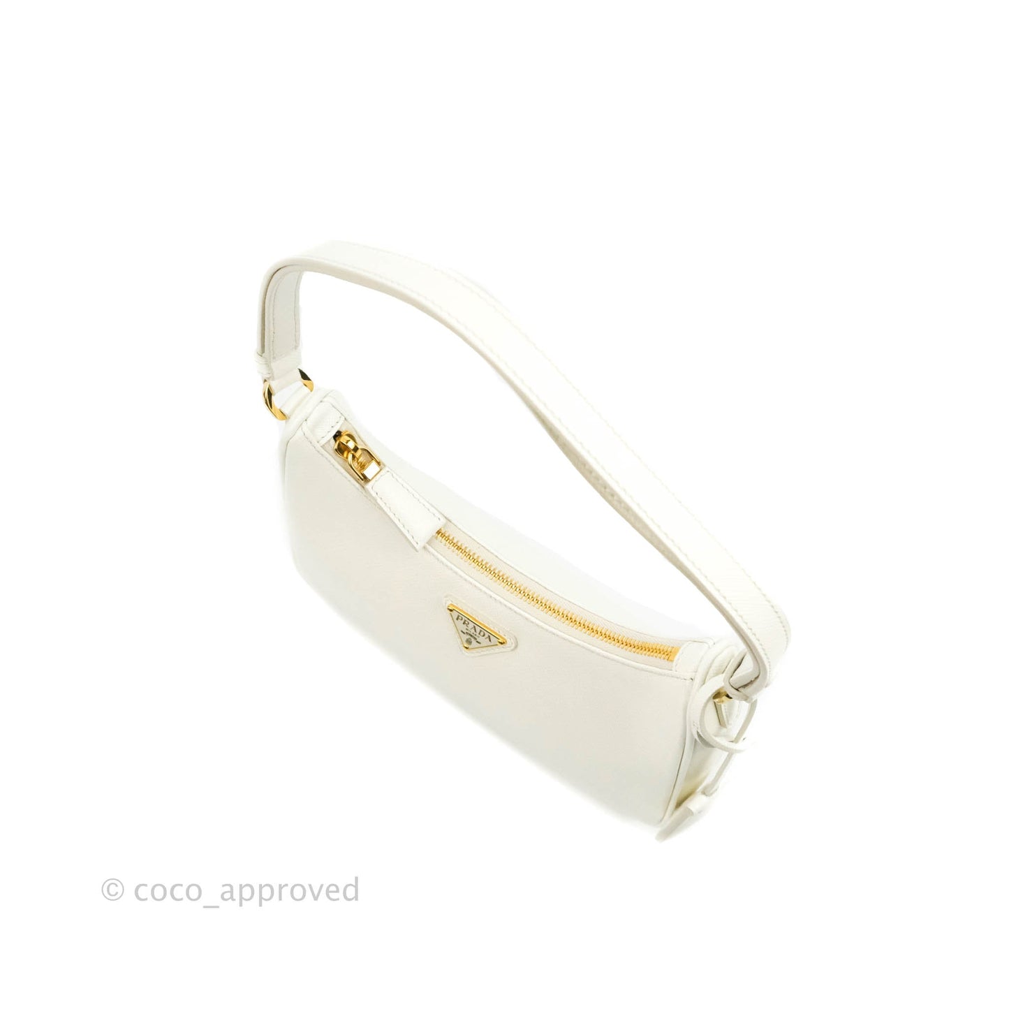 Prada Saffiano Leather Mini Bag White Gold Hardware