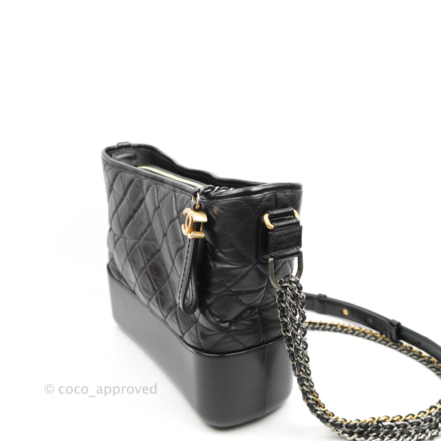 Chanel Quilted Medium Gabrielle Hobo Black Aged Calfskin Mixed Hardware