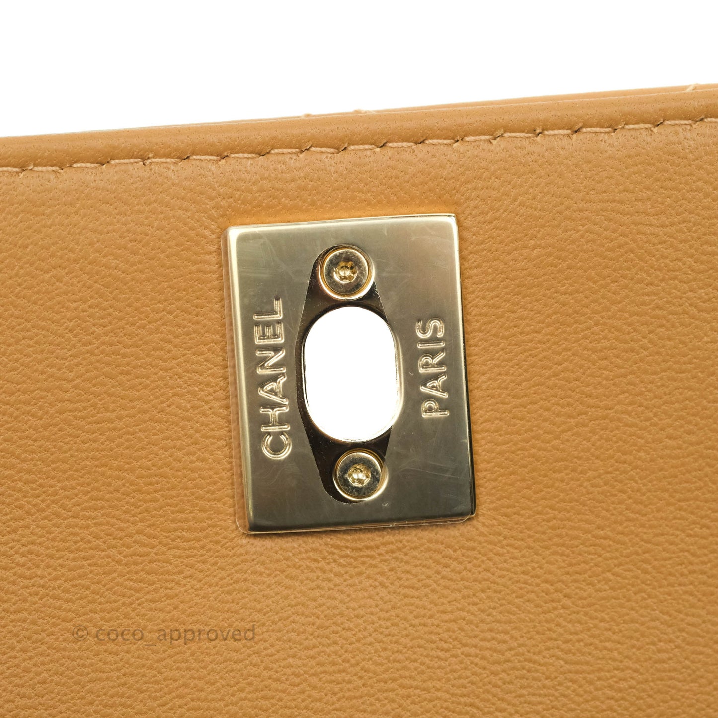 Chanel Mini Quilted Trendy CC Clutch With Chain Caramel Dark Beige Lambskin Gold Hardware