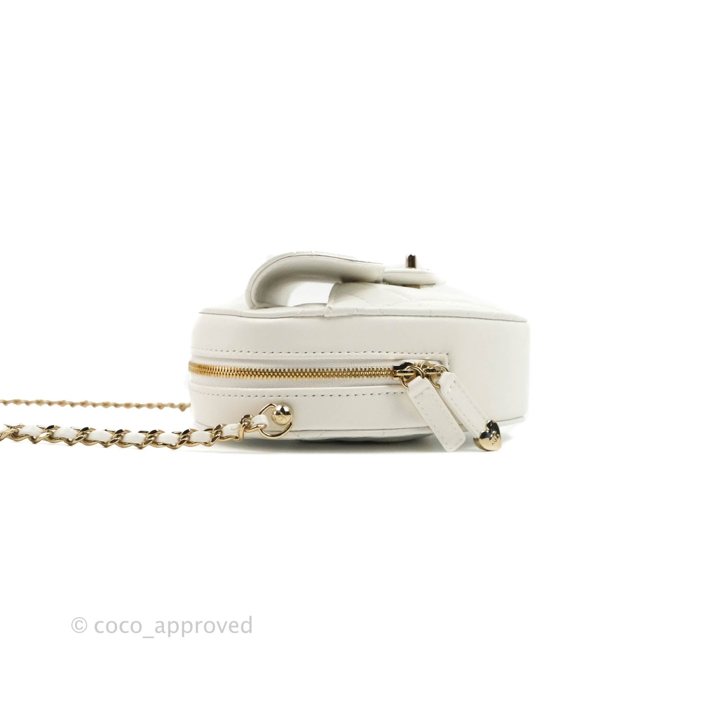 Chanel Large Heart Bag White Lambskin Gold Hardware 22S