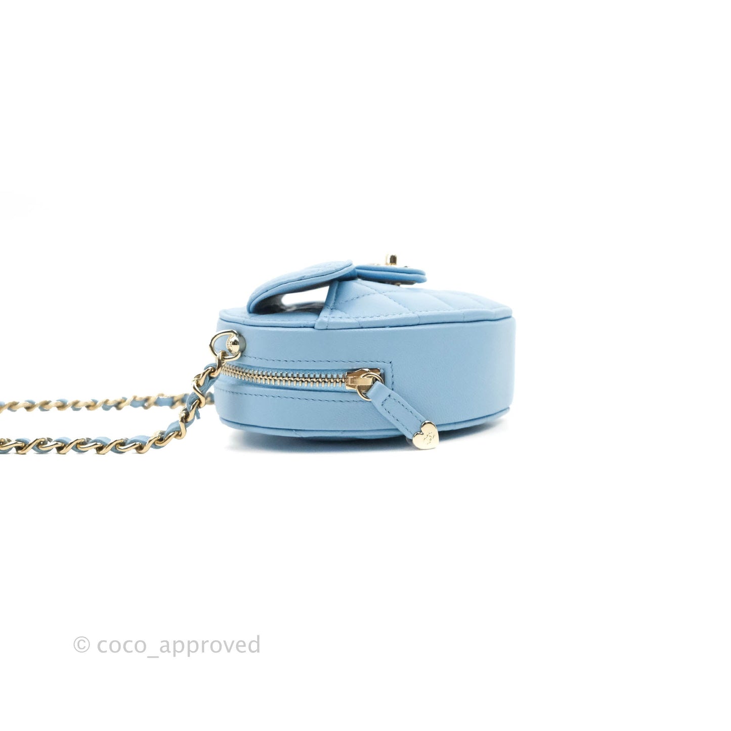 Chanel Small Heart Bag Blue Lambskin Gold Hardware 22S
