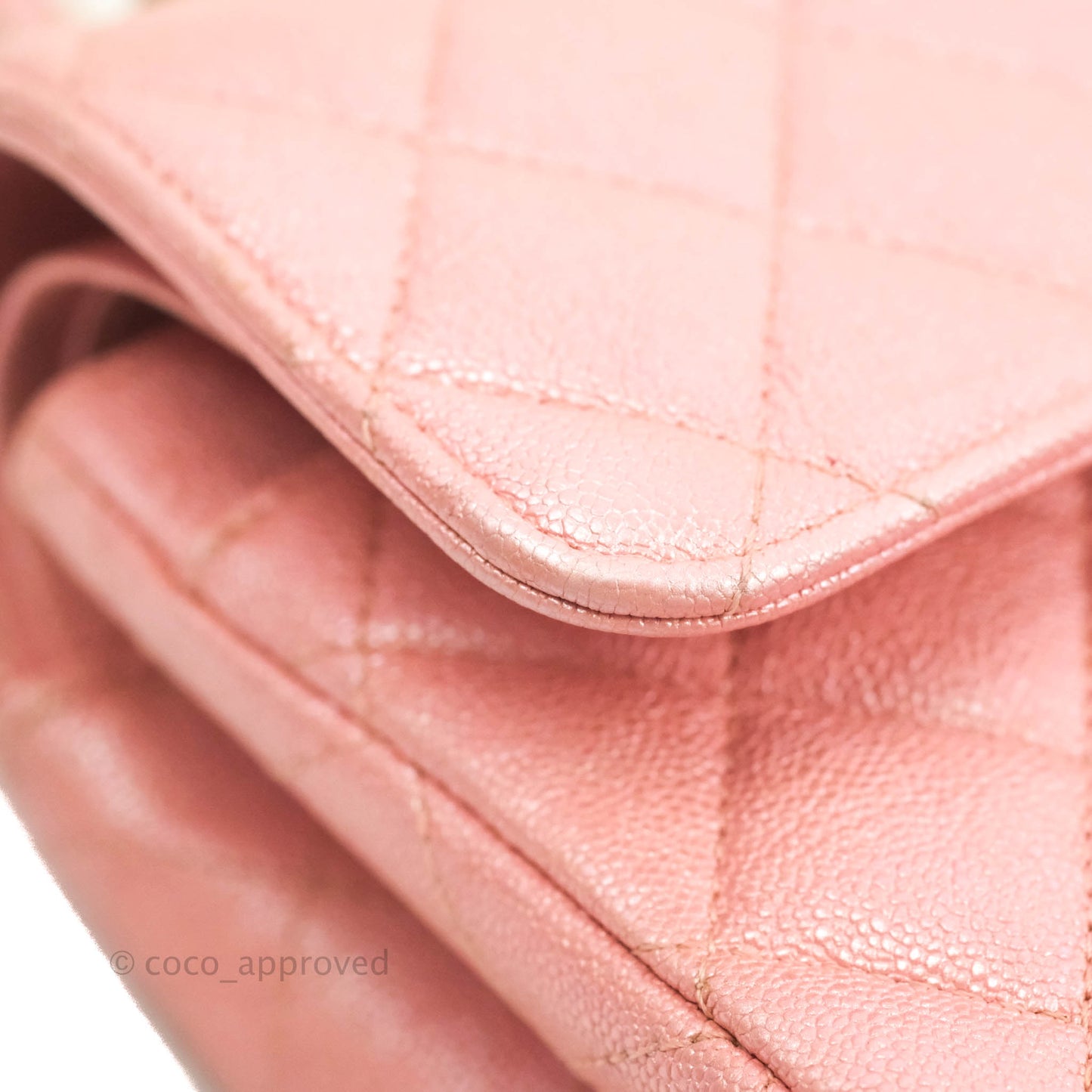Chanel Small Classic Quilted Flap Iridescent Pink Caviar Gold Hardware 19S