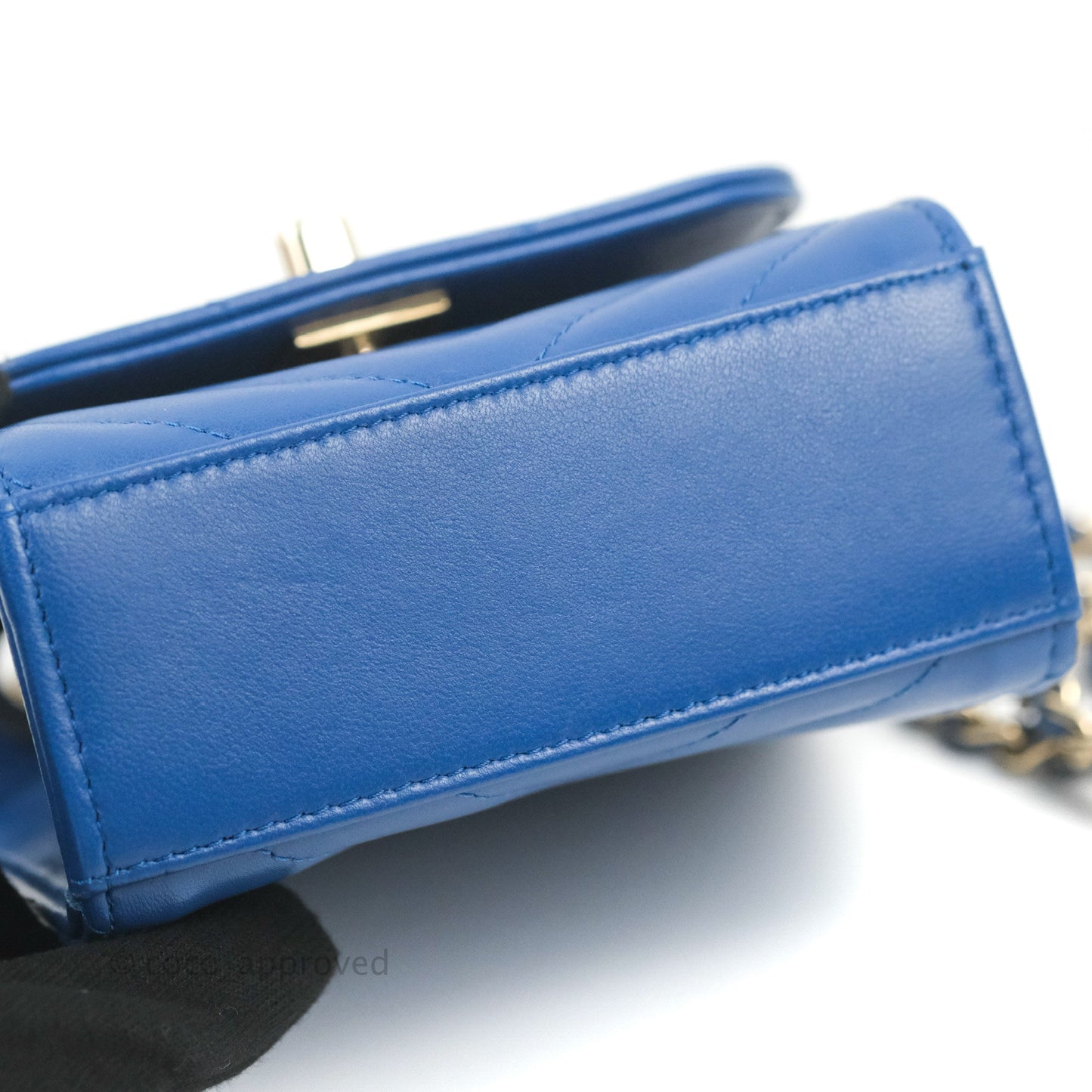 Chanel Mini Chevron Trendy CC Clutch With Chain Blue Lambskin Gold Hardware