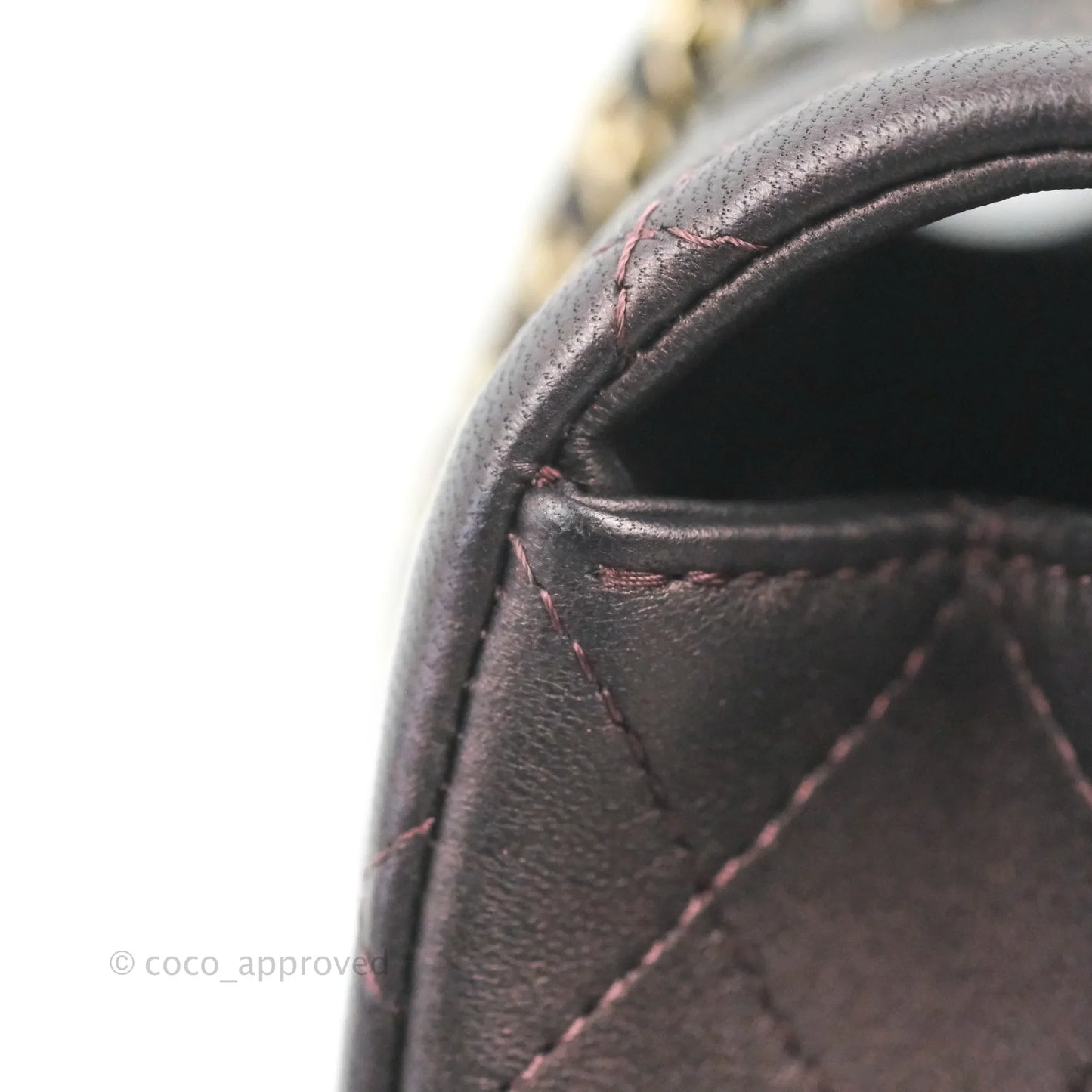Chanel Top Handle Mini Rectangular Flap Bag Dark Purple Lambskin Gold Hardware