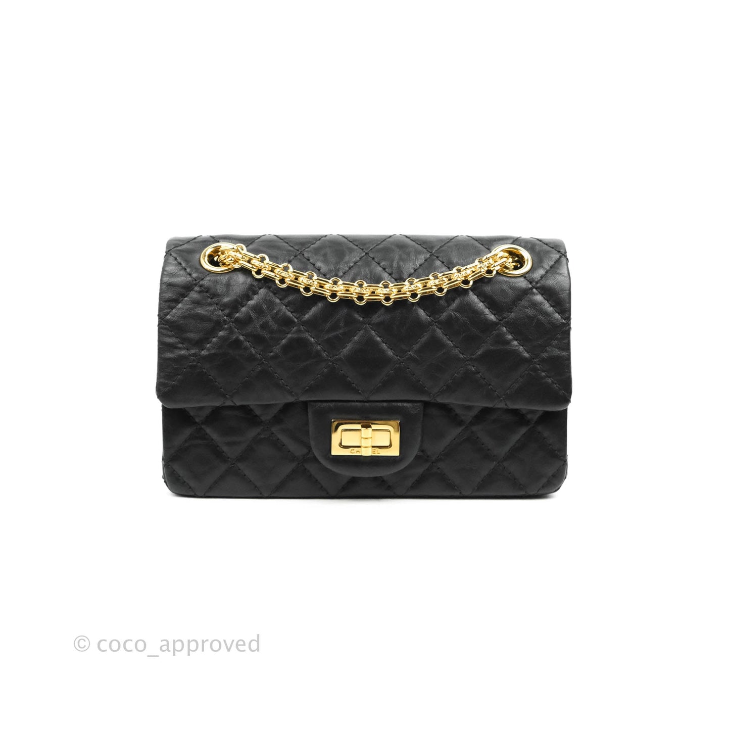 Chanel Mini Reissue 224 Black Aged Calfskin Gold Hardware