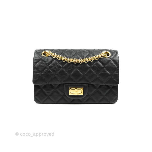 Chanel Mini Reissue 224 Black Aged Calfskin Gold Hardware