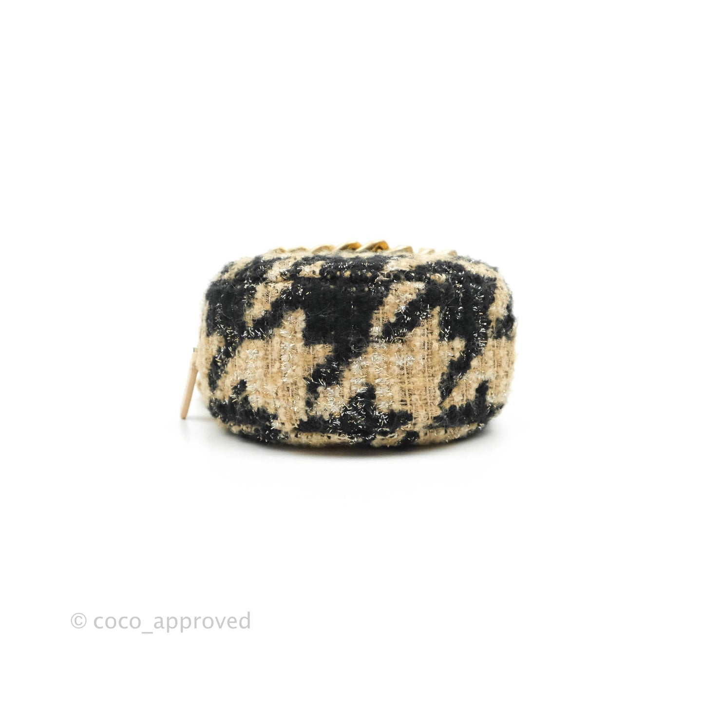 Chanel 19 Houndstooth Tweed Clutch with Chain & Coin Purse Beige Black